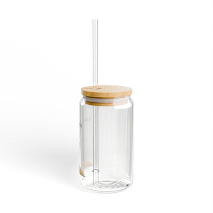 16oz Glass Sipper Cup with Bamboo Lid — "I Like My Books Cozy & My Coffee Icy"