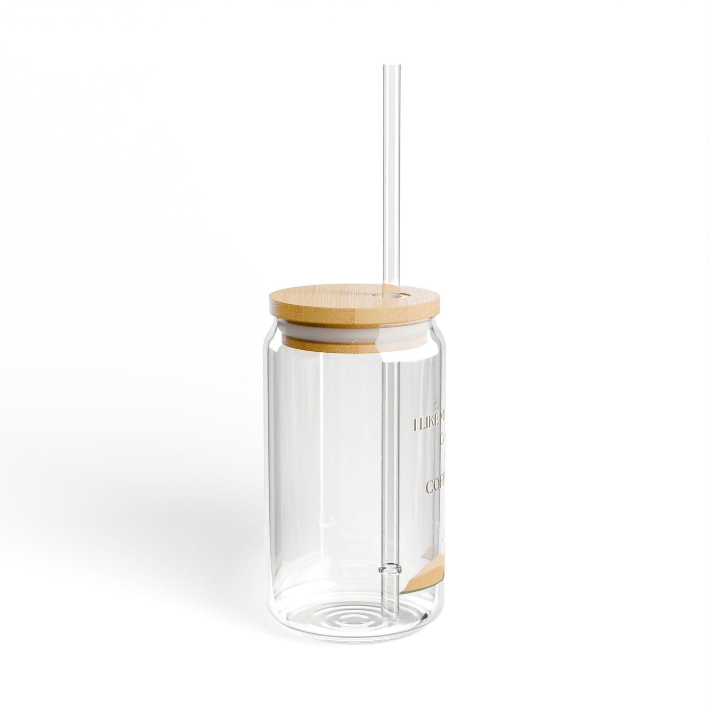 16oz Glass Sipper Cup with Bamboo Lid — "I Like My Books Cozy & My Coffee Icy"